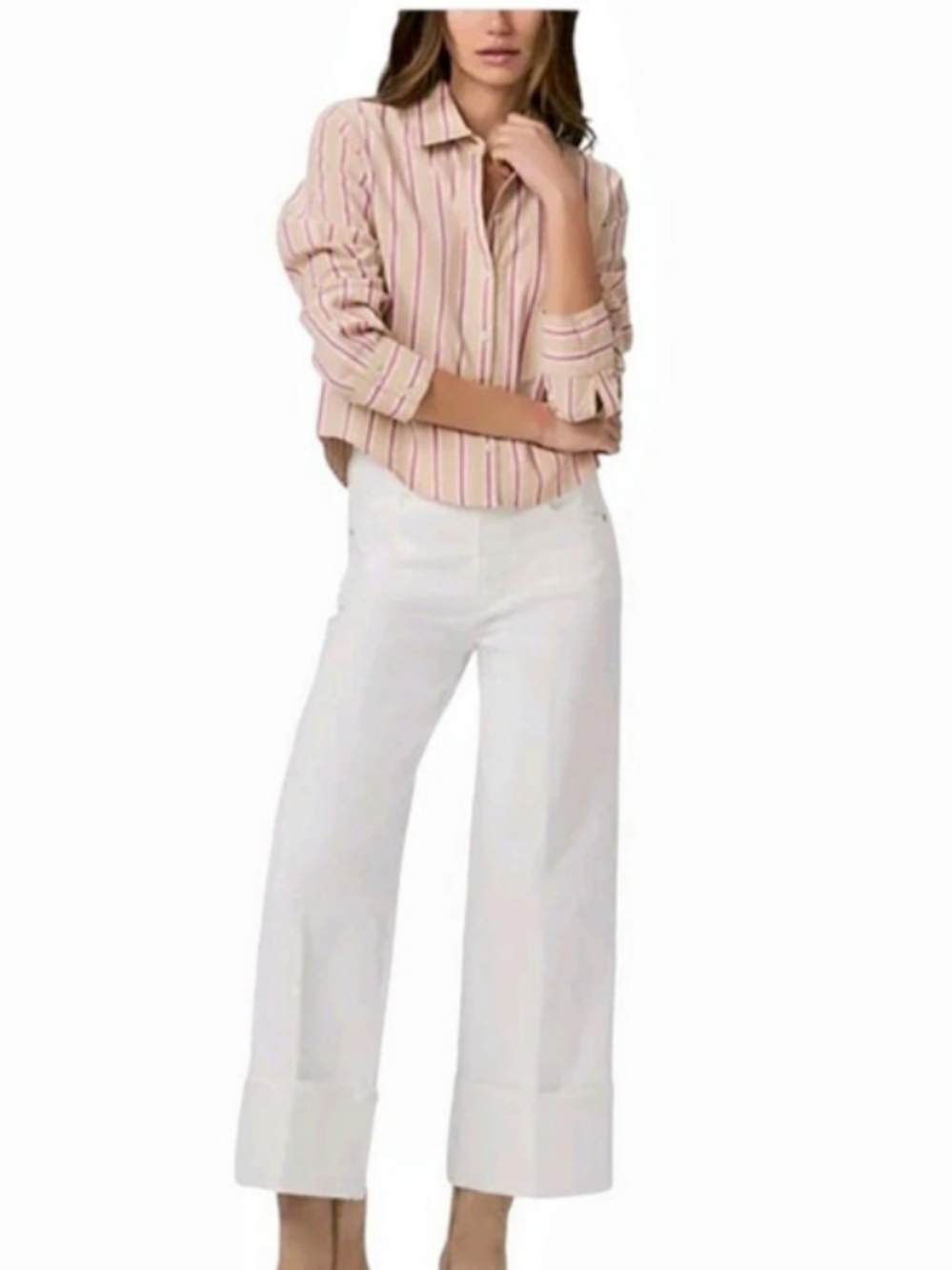 Paige Sasha Ankle High Rise Wide Leg Jeans White Waist 29